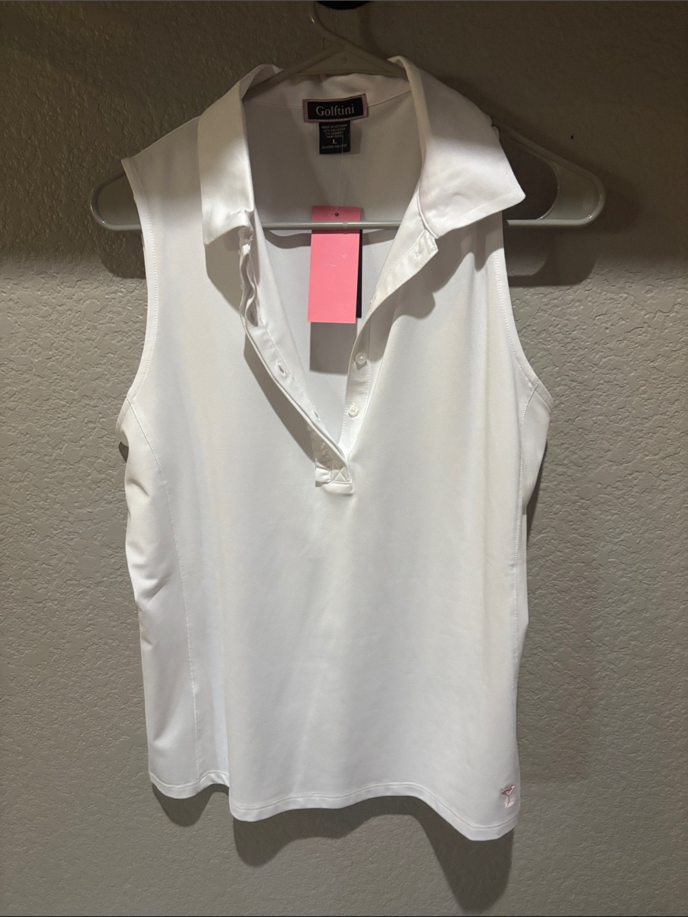 Golfini Women's White Sleeveless Polo Tank